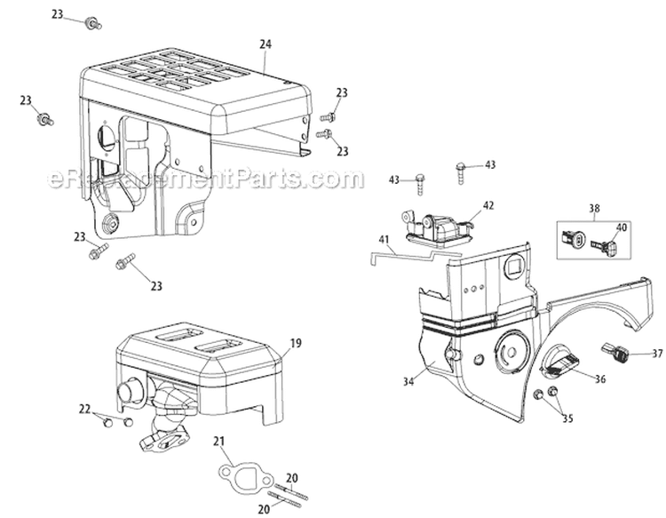 Muffler and Air Housing Diagram and Parts List for 31AM63LF701 2012 Yard Man Snow Blower